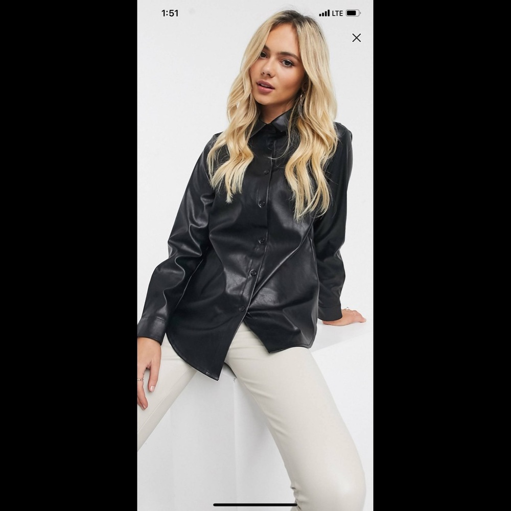 Faux leather shirt